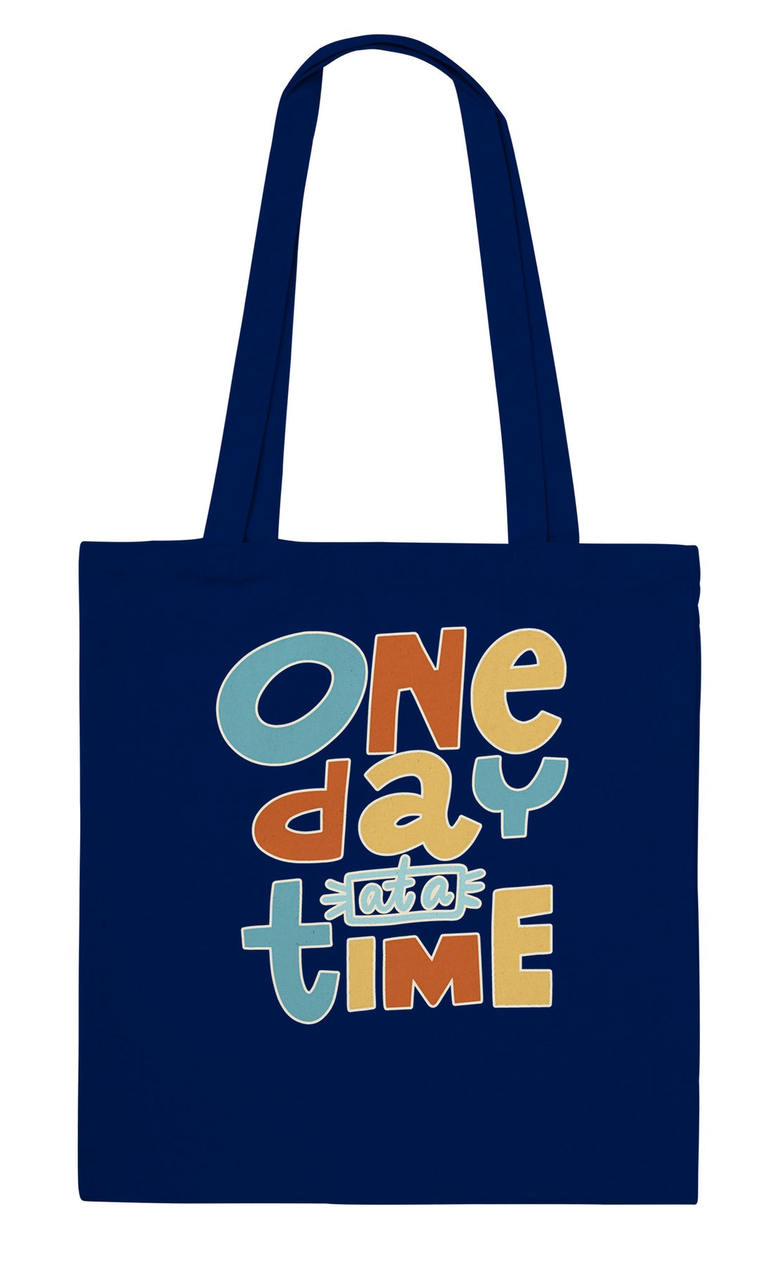 One Day at a Time feel-good tote bag in navy, Zen Koala Australia