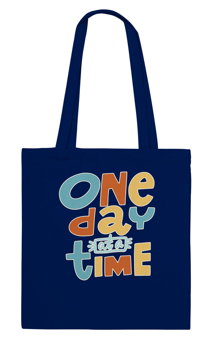 One Day at a Time feel-good tote bag in navy, Zen Koala Australia