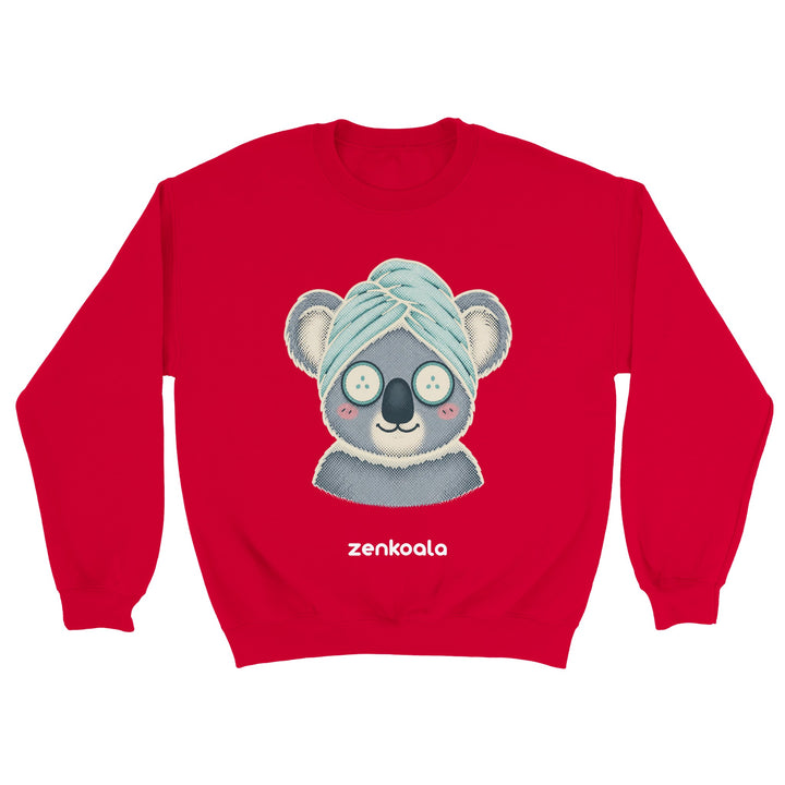 Koala Spa Day feel-good sweatshirt in red — Zen Koala Australia