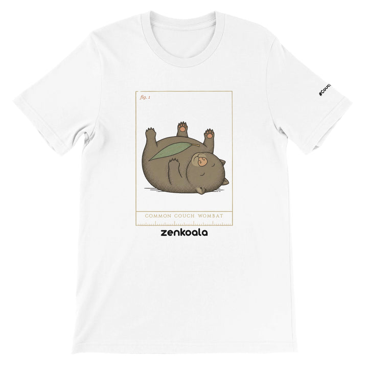 Common Couch Wombat feel-good tee in white — Zen Koala Australia