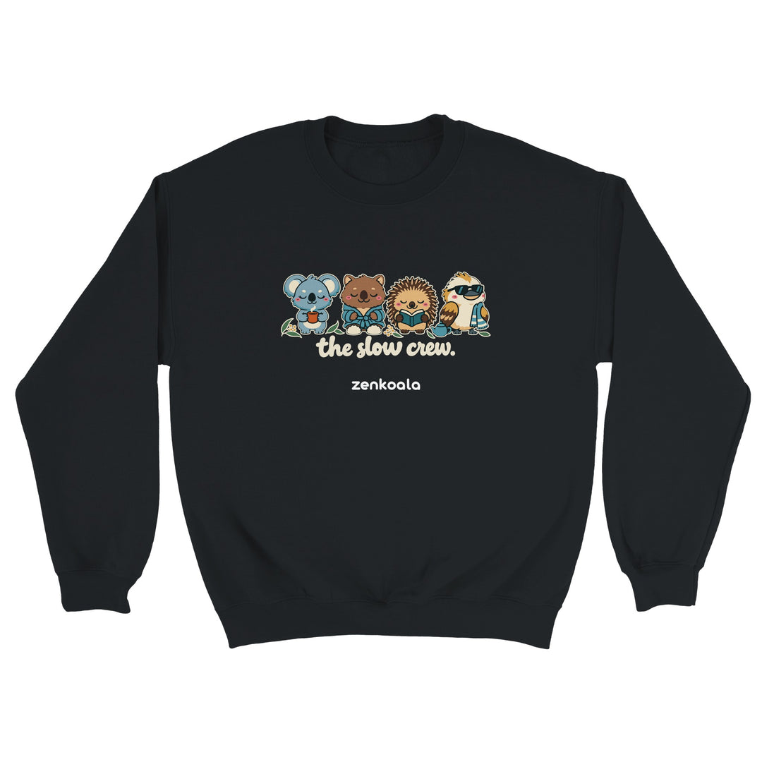 The Slow Crew feel-good sweatshirt in black, Zen Koala Australia