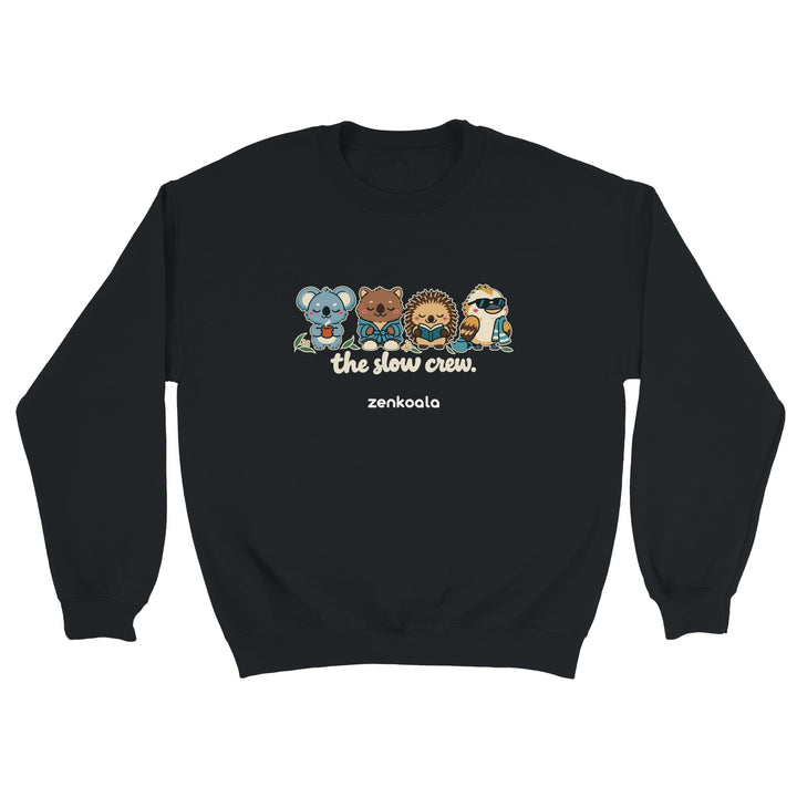 The Slow Crew feel-good sweatshirt in black, Zen Koala Australia