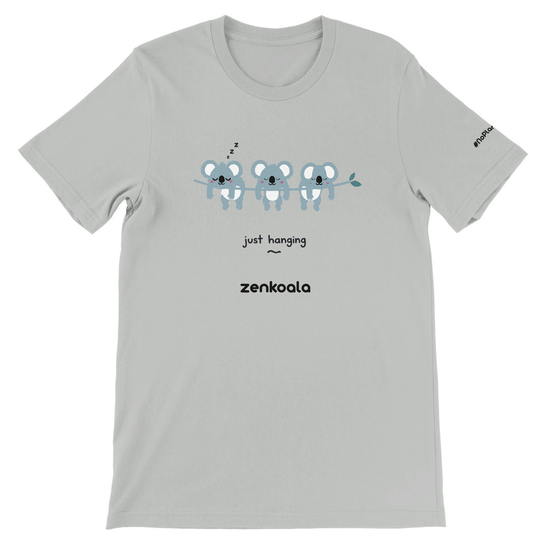 Just Hanging feel-good tee in silver — Zen Koala Australia