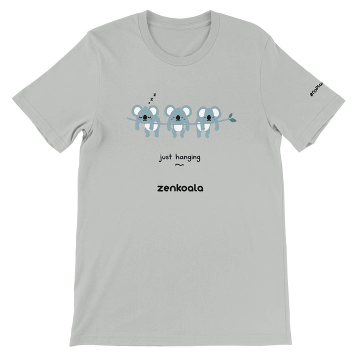 Just Hanging feel-good tee in silver — Zen Koala Australia