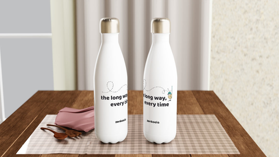 Two The Long Way Every Time water bottles on a table, Zen Koala Australia