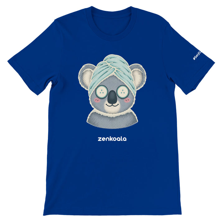 Koala Spa Day feel-good tee in true royal — Zen Koala Australia