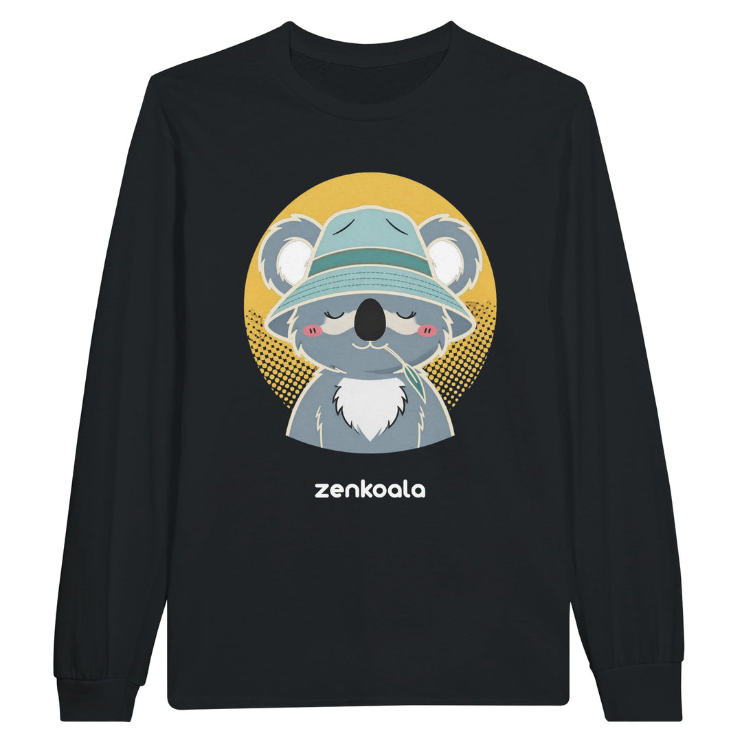 Koala Zinc and Bucket Hat long sleeve tee in black — Zen Koala Australia