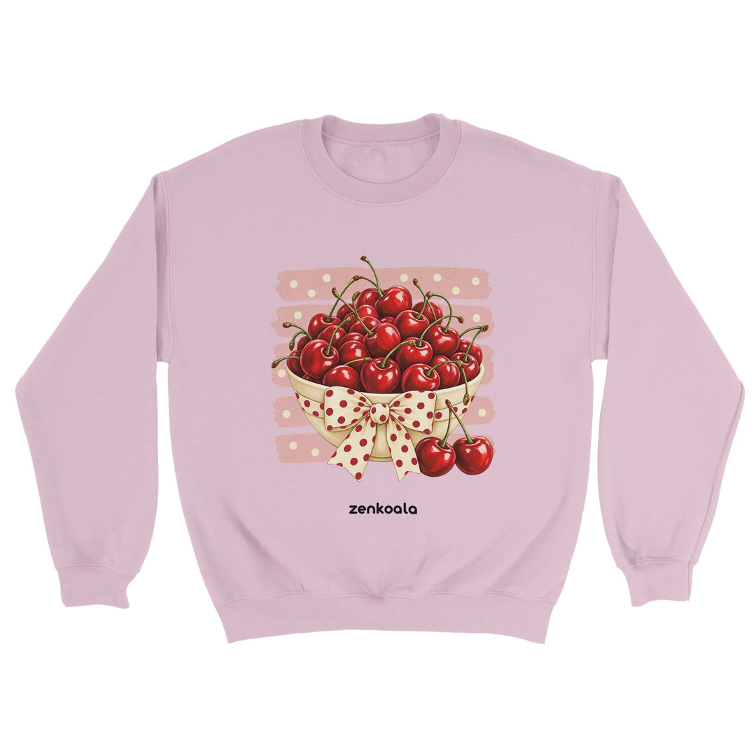 Cherries feel-good sweatshirt in light pink, Zen Koala Australia