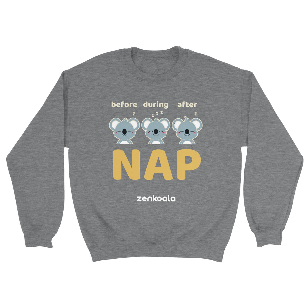 Before Nap Nap After Nap Koala feel-good sweatshirt in Sport Grey — Zen Koala Australia