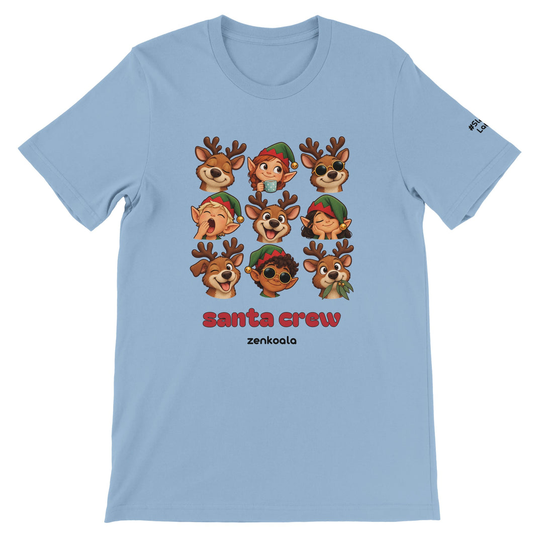 Santa Crew feel-good tee in light blue, Zen Koala Australia