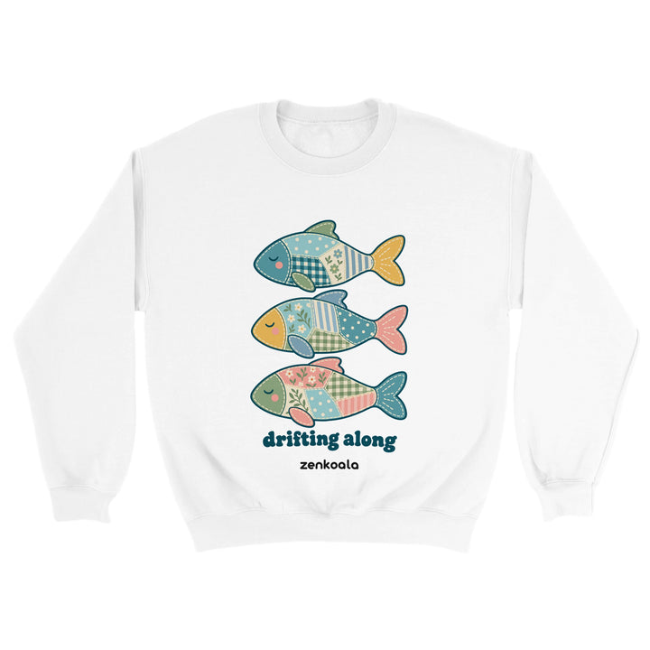 Drifting Along Fish feel-good sweatshirt in white, Zen Koala Australia