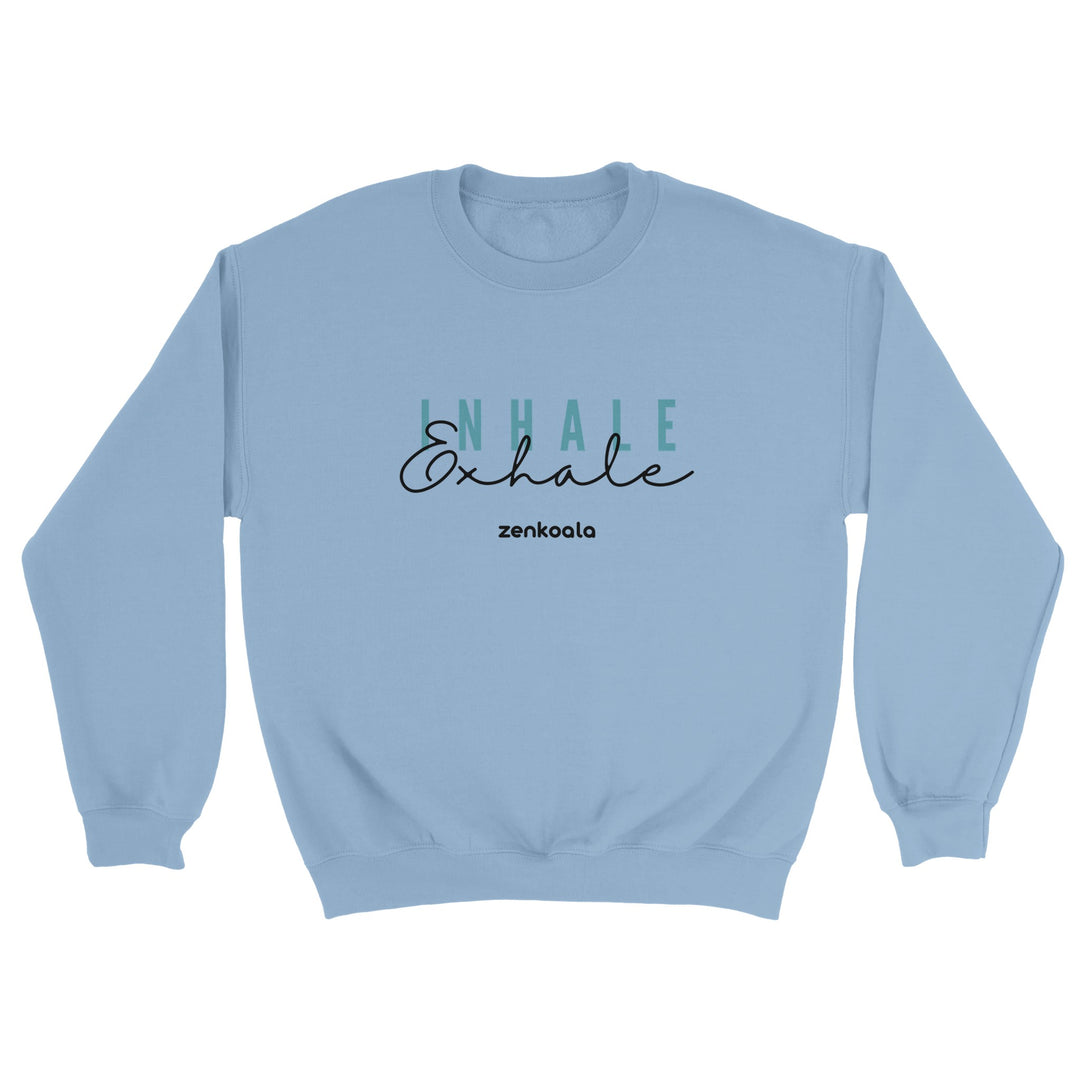 Exhale feel-good sweatshirt in light blue, Zen Koala Australia