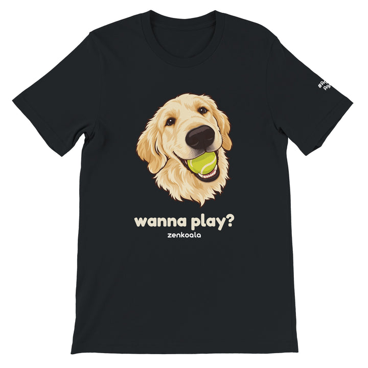 Wanna Play? feel-good tee in black, Zen Koala Australia