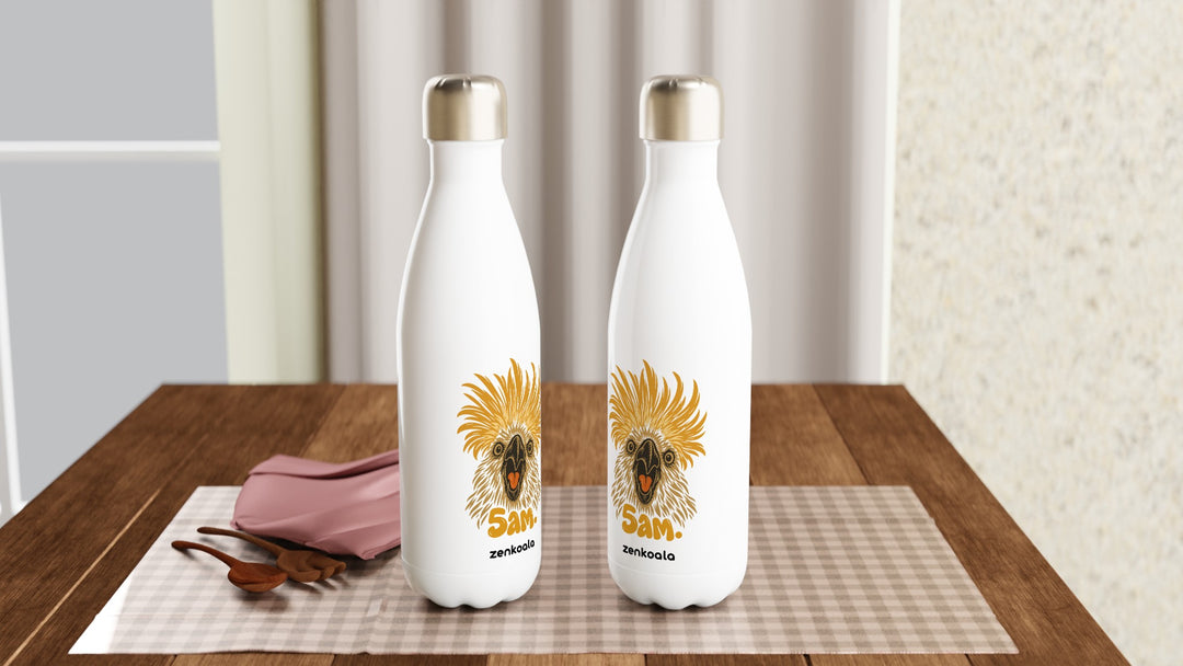 Two 5am water bottles on a table, Zen Koala Australia