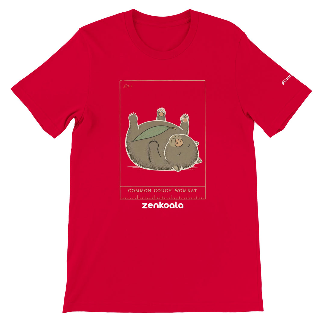 Common Couch Wombat feel-good tee in red — Zen Koala Australia