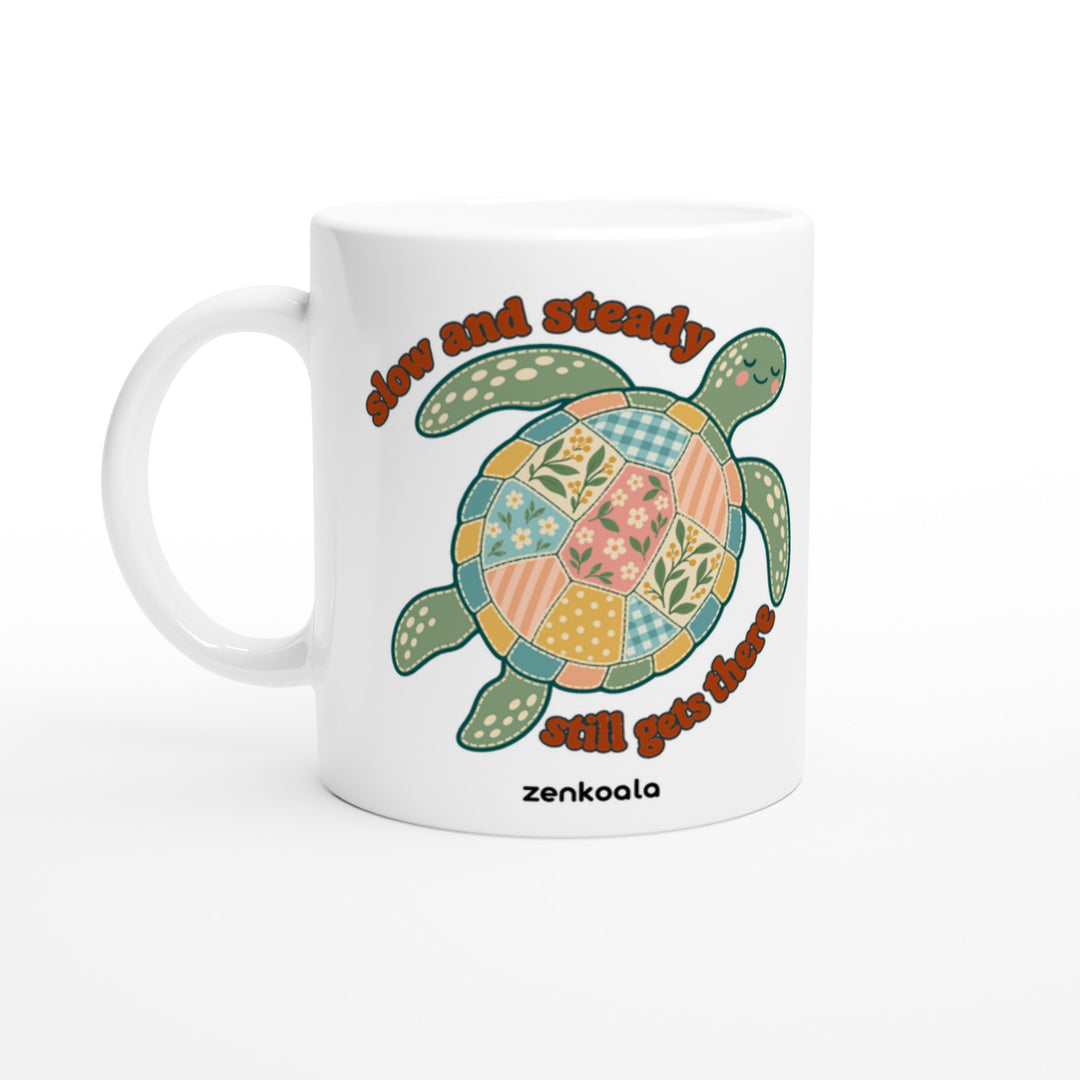 Slow and Steady Turtle mug in all white, Zen Koala Australia