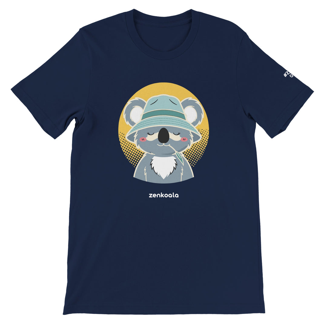 Koala Zinc and Bucket Hat feel-good tee in navy, Zen Koala Australia
