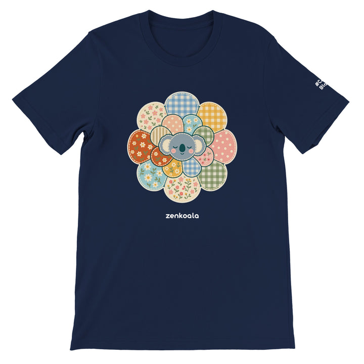 Zen Mandala Flower feel-good tee in navy, Zen Koala Australia