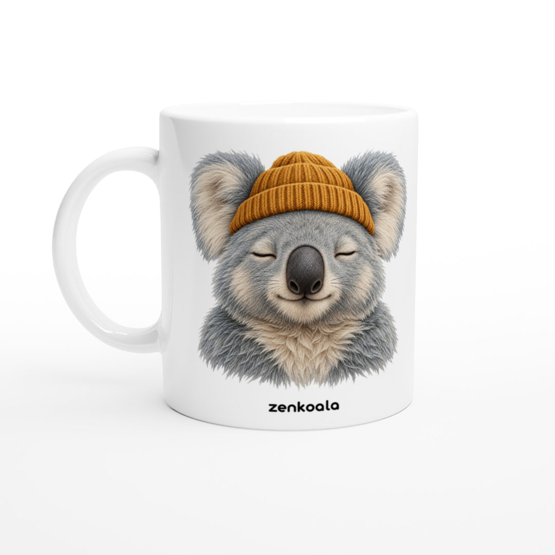 Koala Beanie mug in all white, Zen Koala Australia