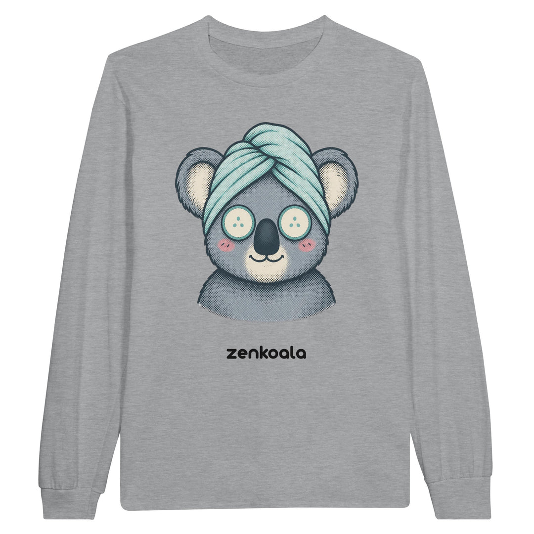 Koala Spa Day long sleeve tee in sports grey — Zen Koala Australia