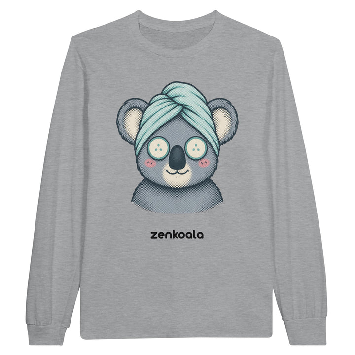 Koala Spa Day long sleeve tee in sports grey — Zen Koala Australia