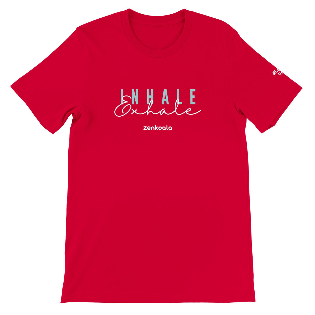 Exhale feel-good tee in red, Zen Koala Australia