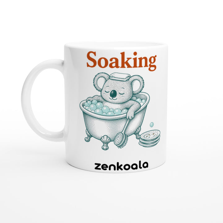 Soaking Koala Bath mug in all white, Zen Koala Australia