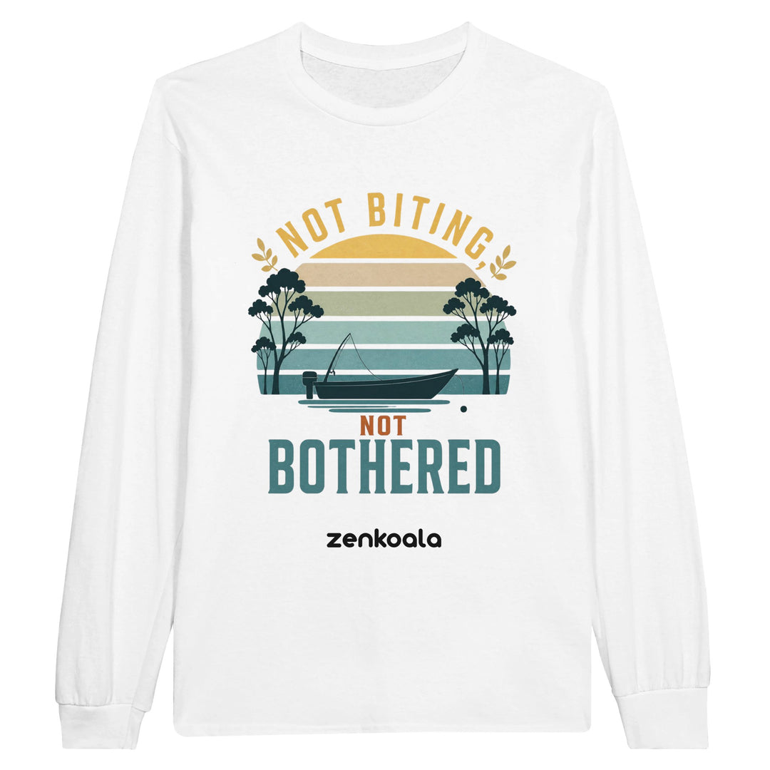 Not Biting Not Bothered long sleeve tee in white — Zen Koala Australia