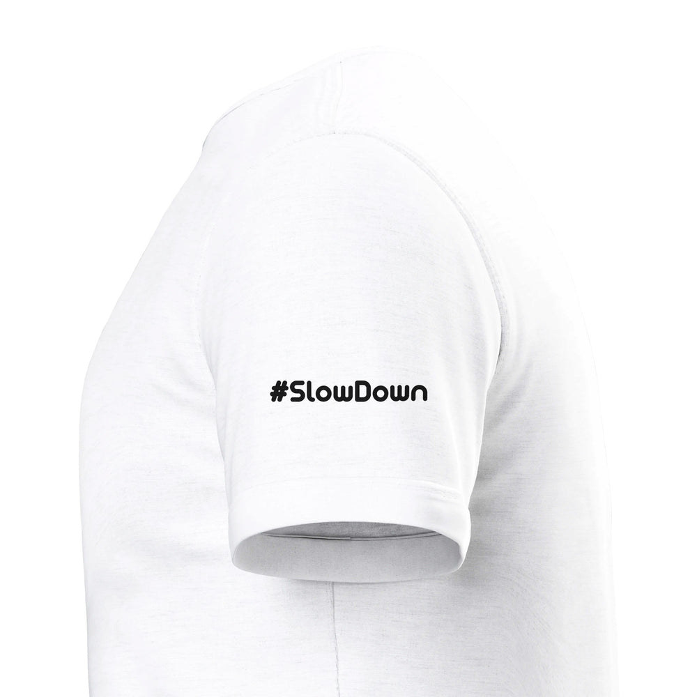 Sleeve close-up: #SlowDown — Zen Koala Australia feel-good clothing