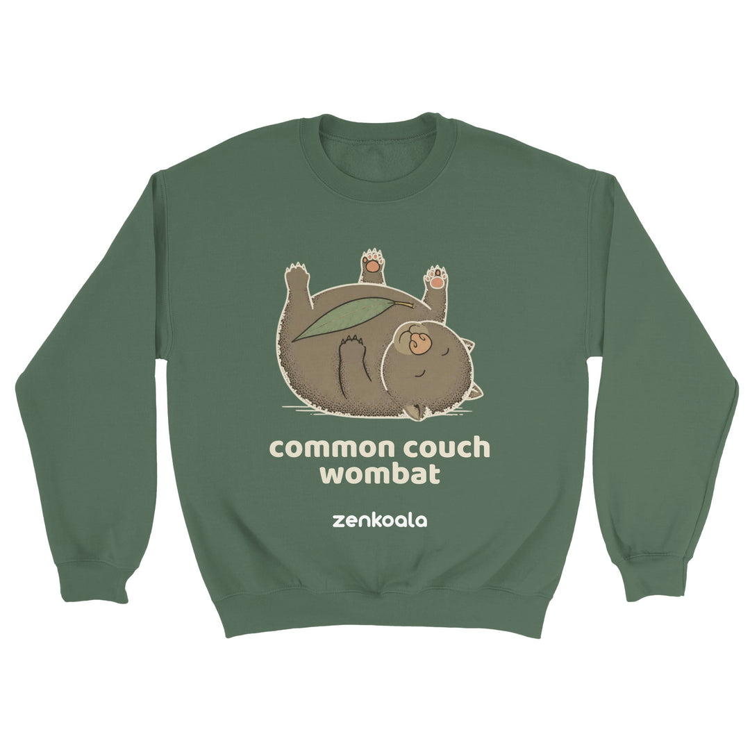 Common Couch Wombat feel-good sweatshirt in military green — Zen Koala Australia