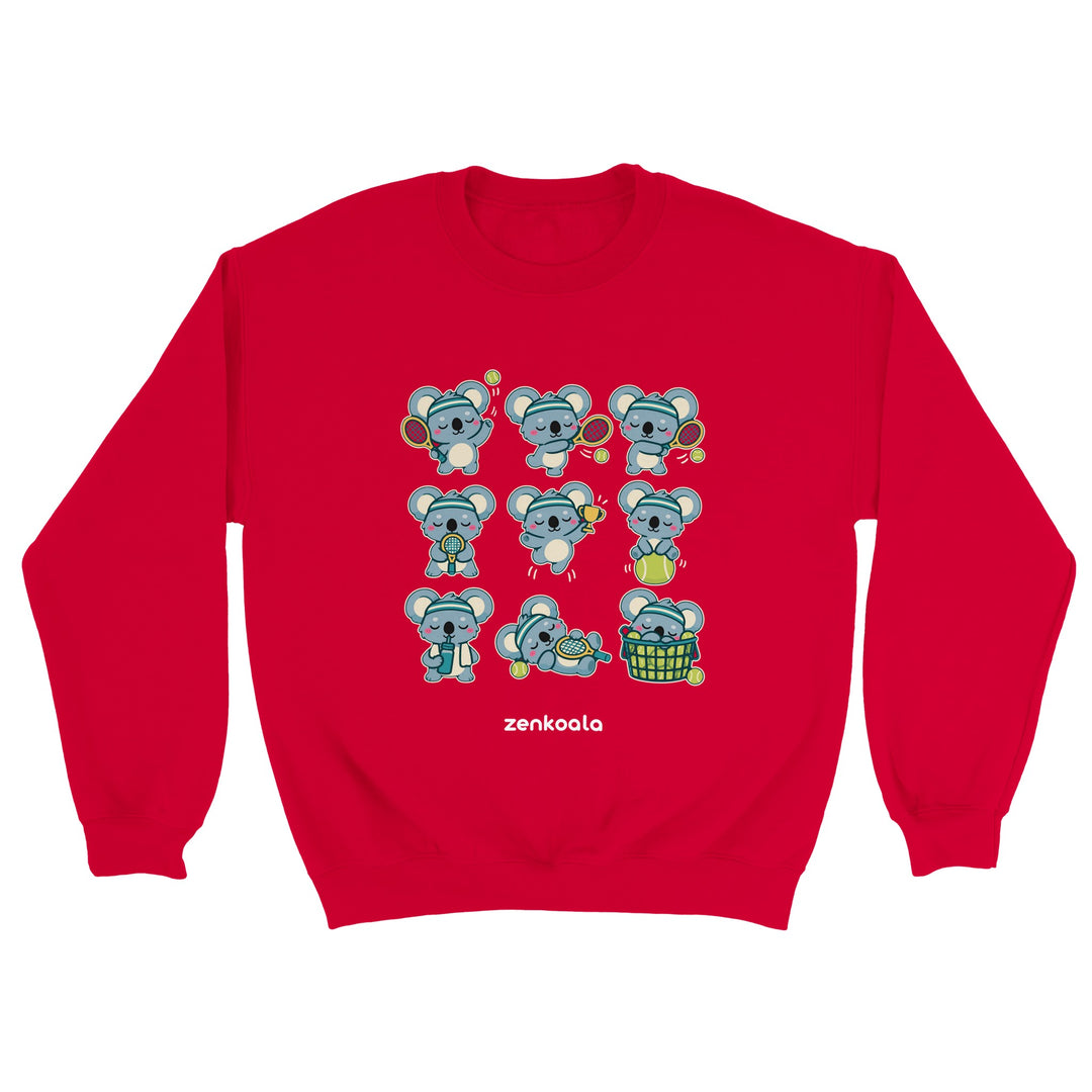 Tennis Koalas feel-good sweatshirt in red, Zen Koala Australia