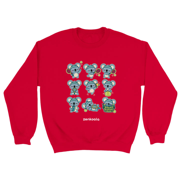 Tennis Koalas feel-good sweatshirt in red, Zen Koala Australia