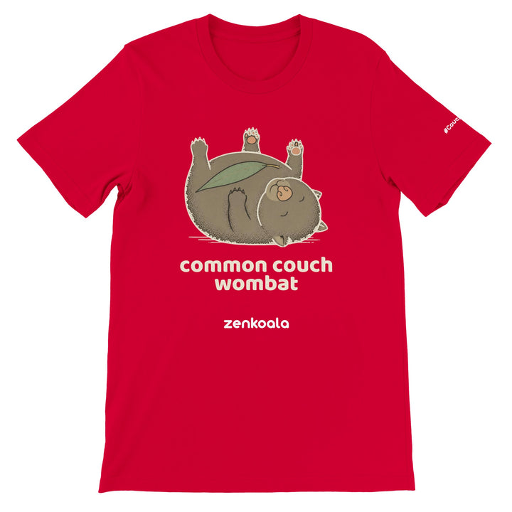 Common Couch Wombat feel-good tee in red — Zen Koala Australia