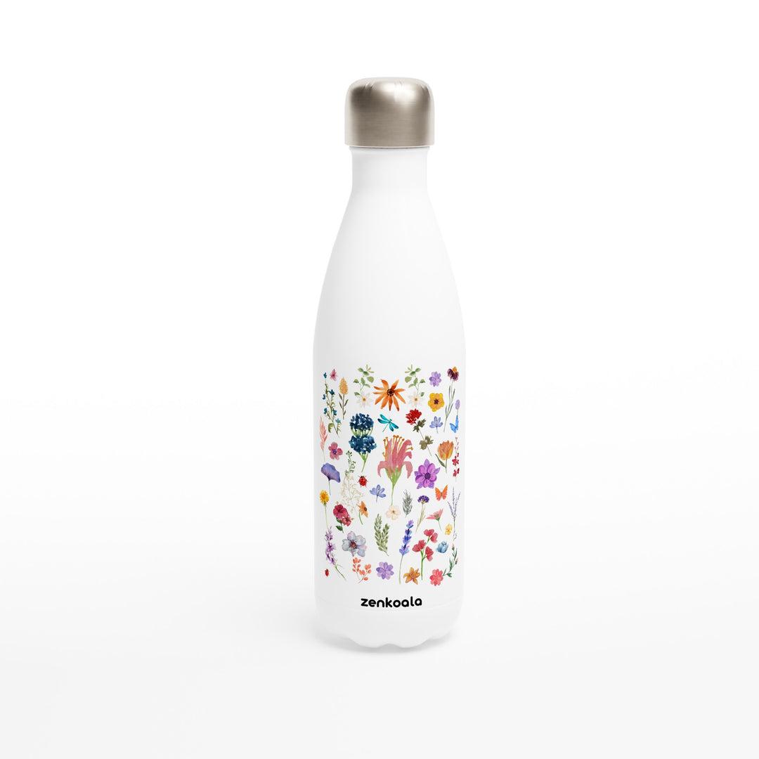 Stay Wild feel-good water bottle: wildflowers scattered every which way, Zen Koala Australia