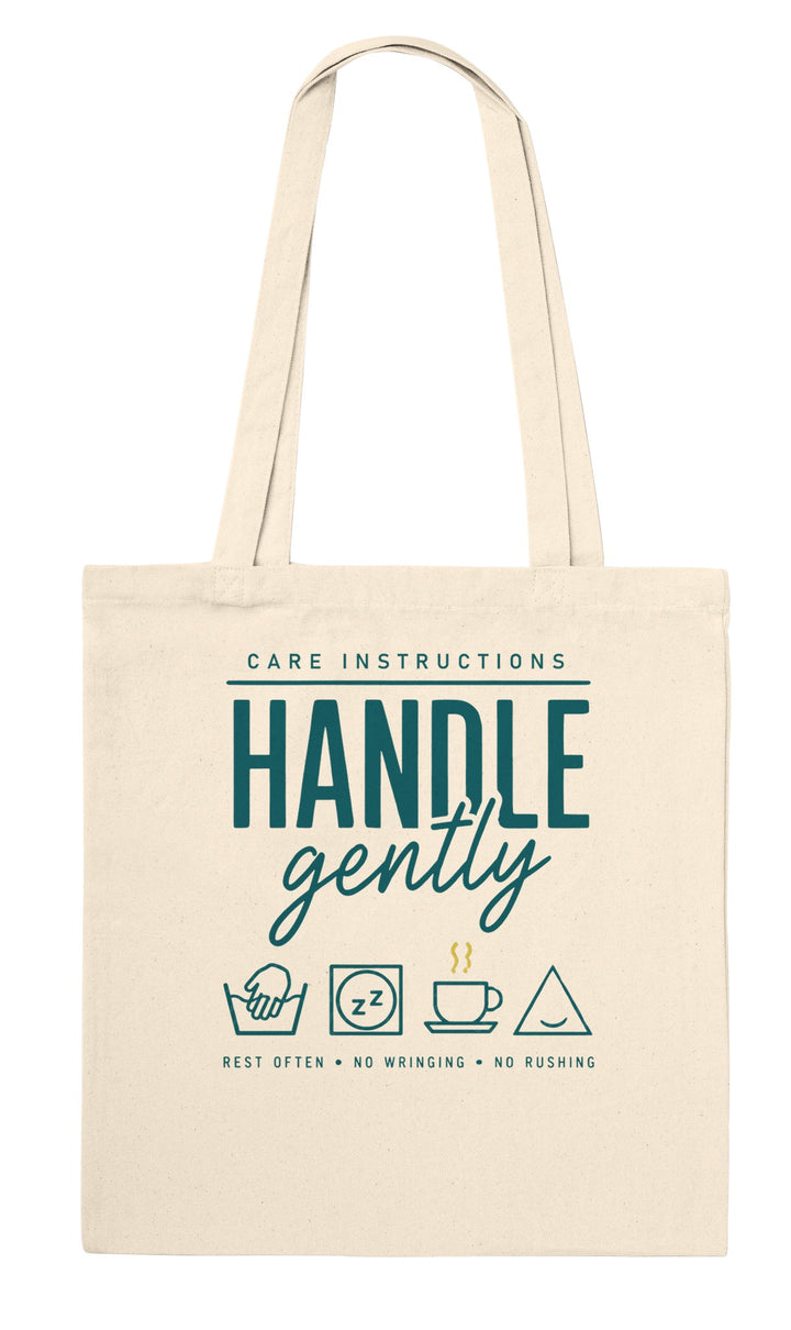 Handle Gently Care Instructions feel-good tote bag in natural, Zen Koala Australia