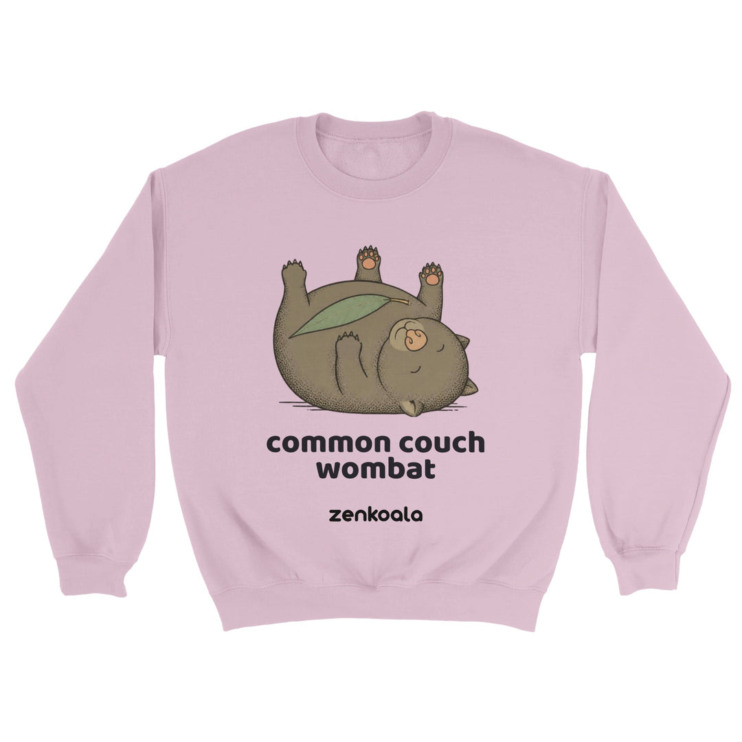 Common Couch Wombat feel-good sweatshirt in light pink — Zen Koala Australia