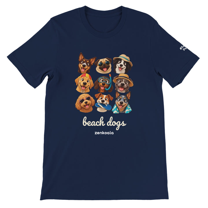 Beach Dogs feel-good tee in navy, Zen Koala Australia