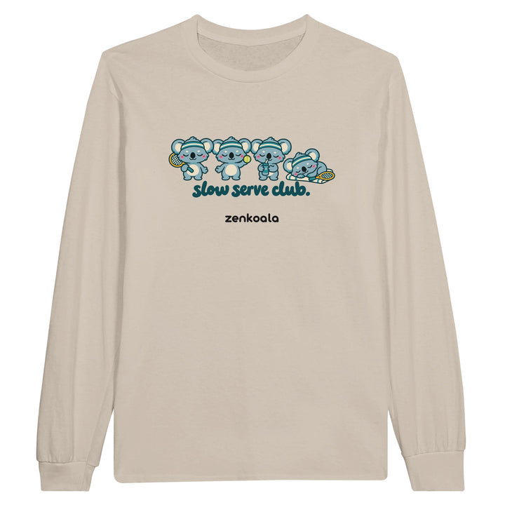 Slow Serve Club feel-good long sleeve tee in sand, Zen Koala Australia