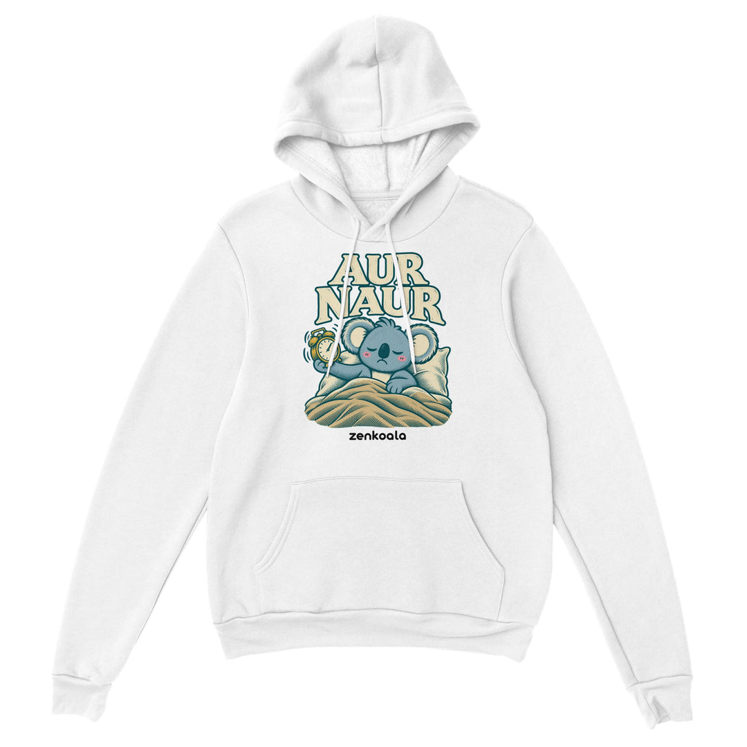 Aur Naur feel-good hoodie in white, Zen Koala Australia