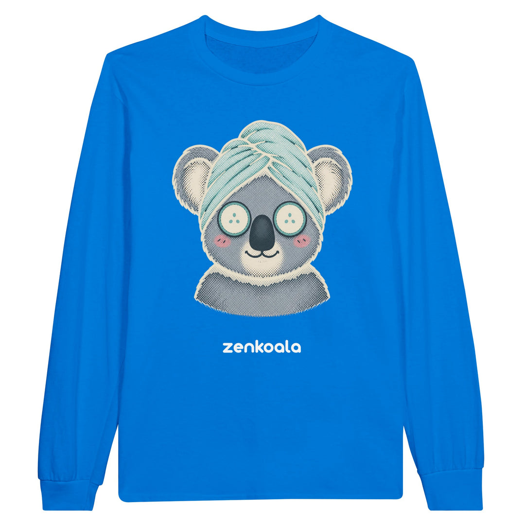 Koala Spa Day long sleeve tee in royal — Zen Koala Australia