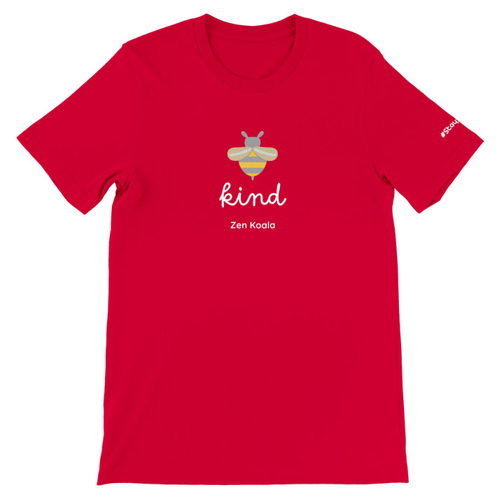 Bee Kind feel-good t-shirt in red — Zen Koala Australia