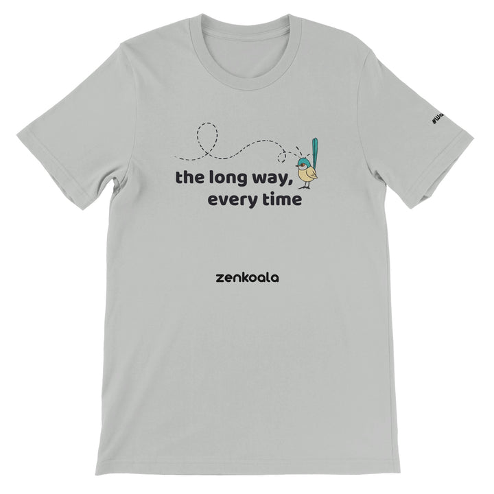 The Long Way Every Time feel-good tee in silver — Zen Koala Australia