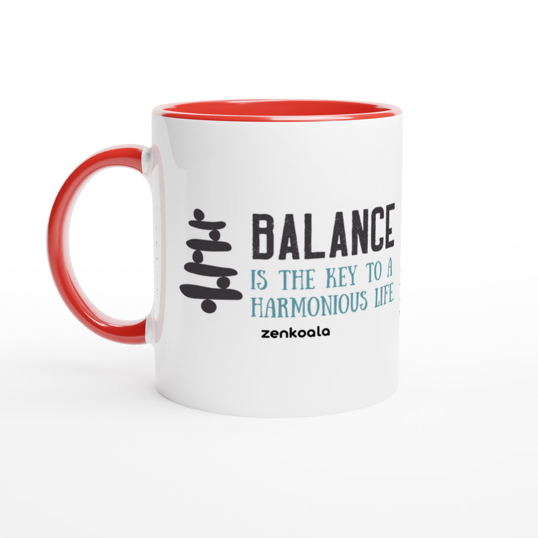 Balance mug in red: white with a red rim, inside and handle, Zen Koala Australia