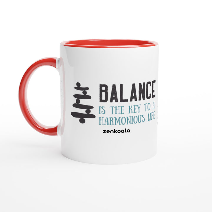 Balance mug in red: white with a red rim, inside and handle, Zen Koala Australia