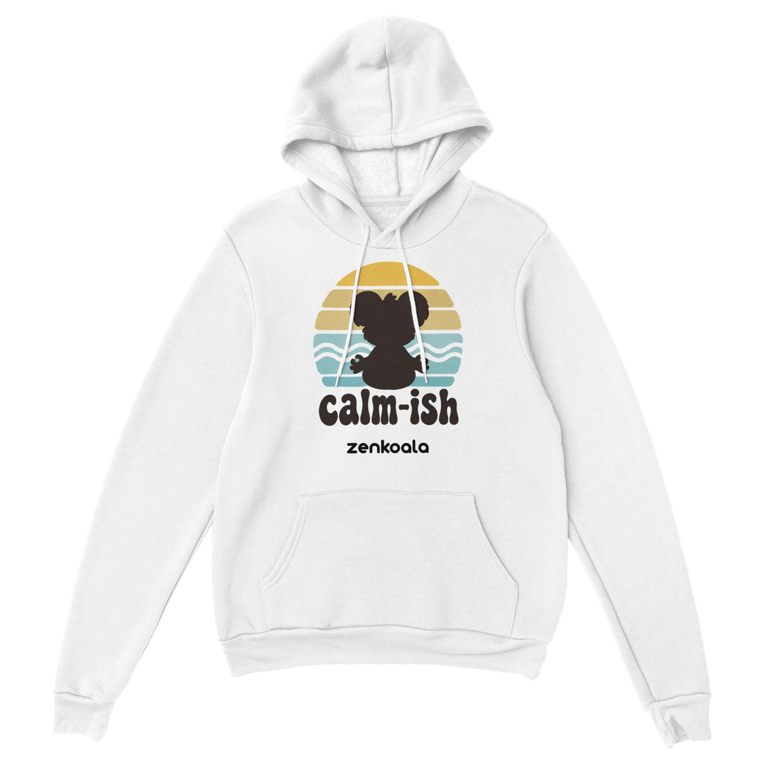 Calm-ish Retro Sunset Koala feel-good hoodie in White — Zen Koala Australia