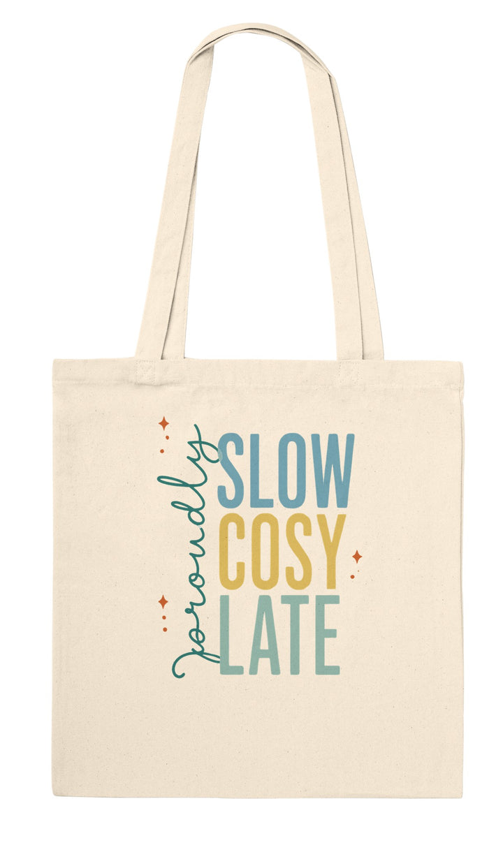Proudly Slow Cosy Late feel-good tote bag in natural, Zen Koala Australia