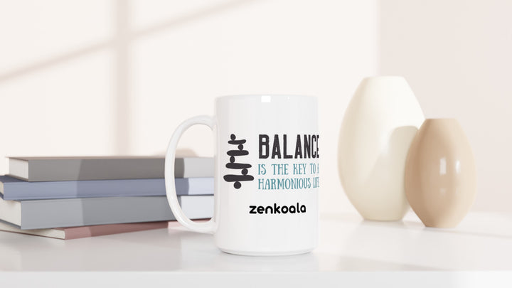 Balance 15oz mug beside books and vases, Zen Koala Australia