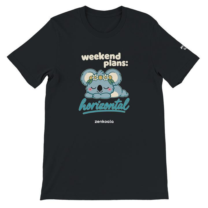 Weekend Plans Horizontal Koala feel-good tee in black, Zen Koala Australia