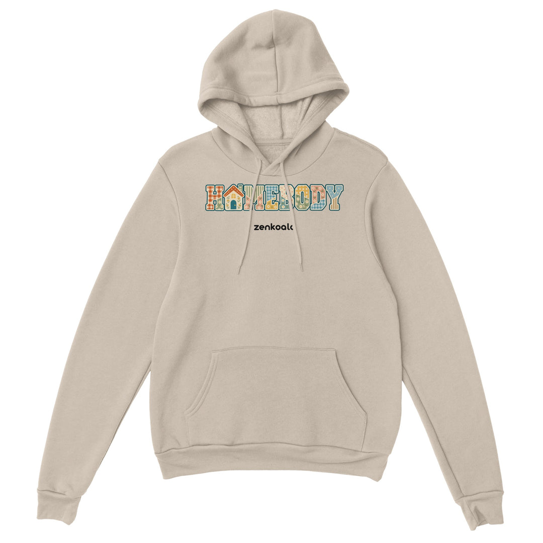 Homebody Faux Patchwork feel-good hoodie in sand, Zen Koala Australia