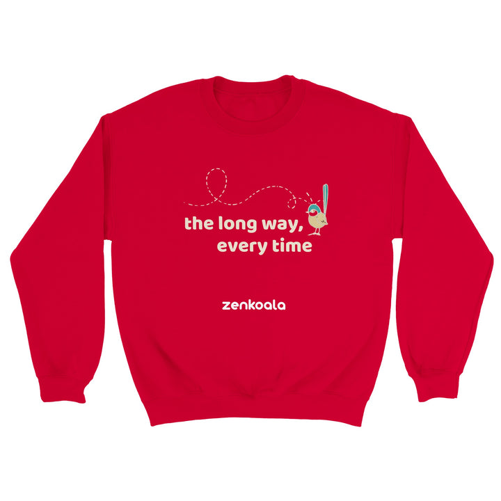 The Long Way Every Time feel-good sweatshirt in red — Zen Koala Australia